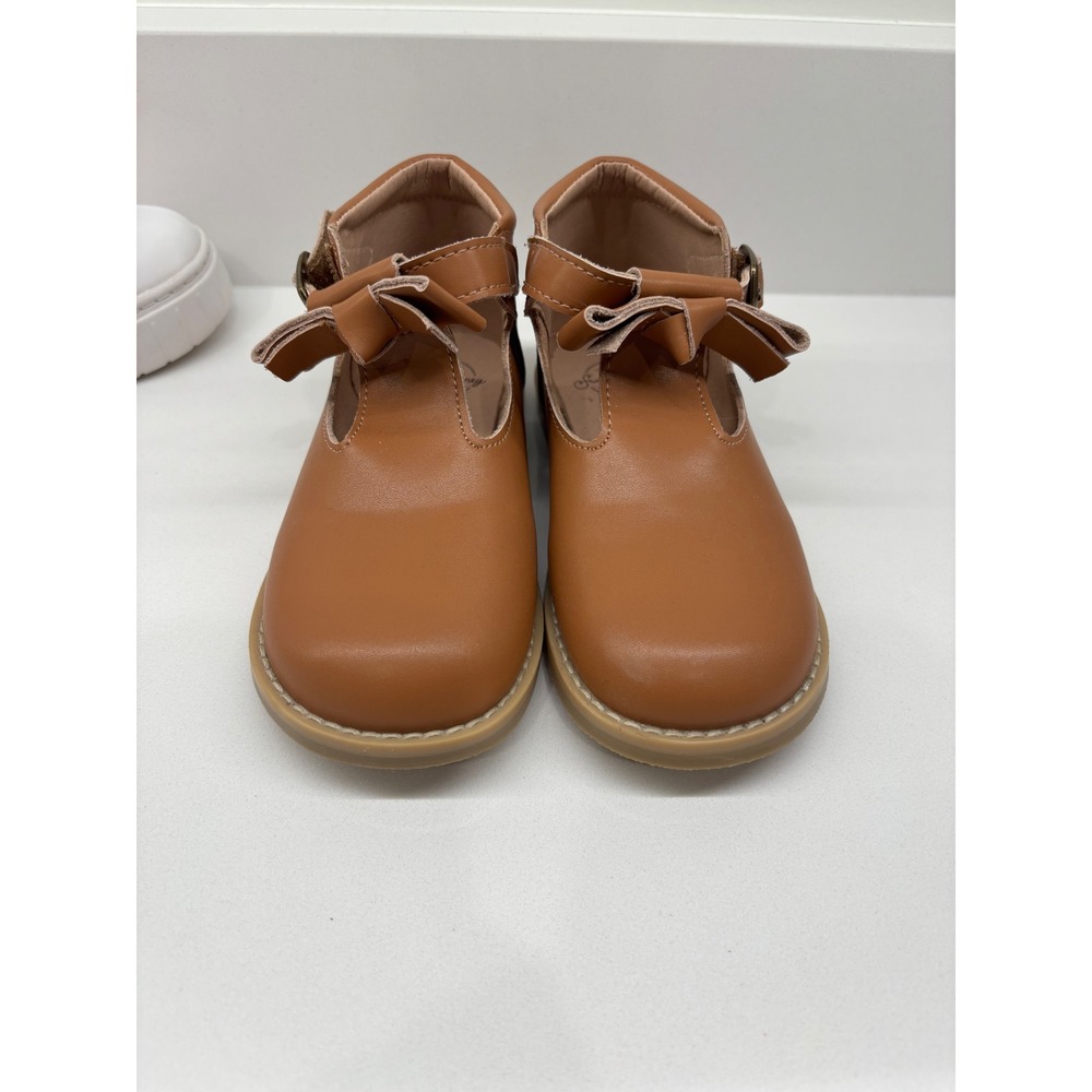 Sweet Honey Girls Tan Brown Bow T-Strap Ankle Boots Size 11